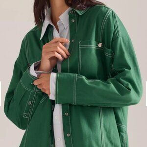 Pilcro Oversized Green Shirt Jacket | Cotton Shacket XXS Fits XS–M